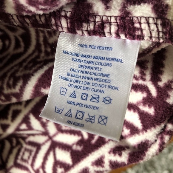 Land's End purple & white 1/4 zip fleece pull over sweater in size M - Picture 8 of 8